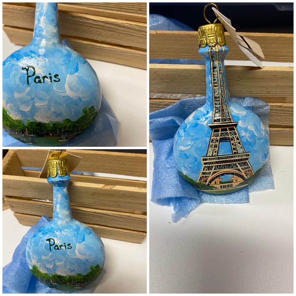 Eiffel Tower/Paris hand painted Ornament
